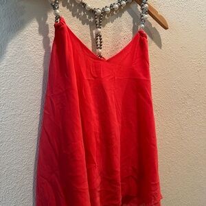 TRAC USA Y2K- Ibiza beaded tank  Top with Beaded Straps Coral color